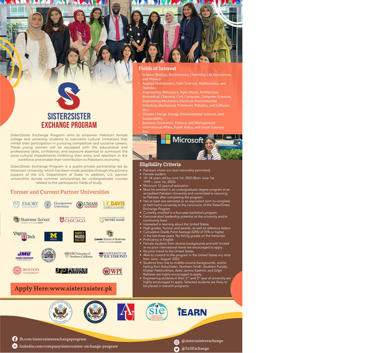 Sister2Sister Exchange Program 2023 in USA