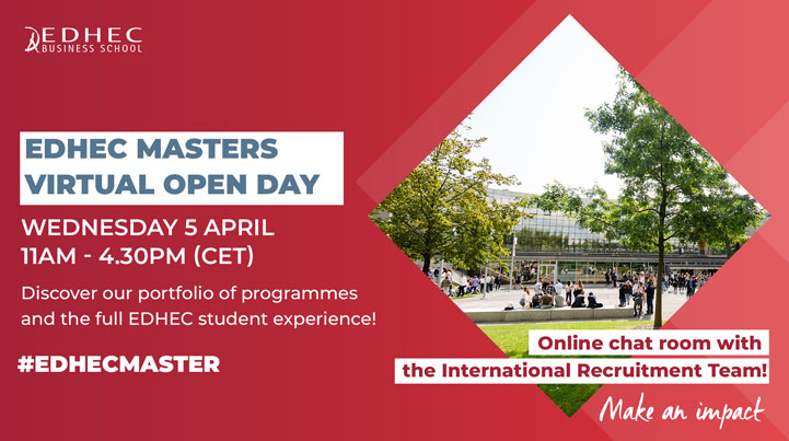 Virtual Open Day for Master’s programmes of EDHEC Business Schools